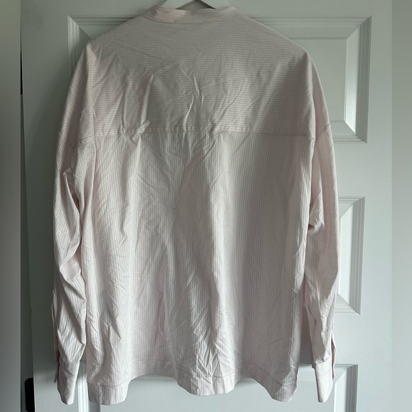 MaxMara Leisure Light Pink Edmea Striped Button Down Blouse Mandarin Collar - Picture 5 of 7